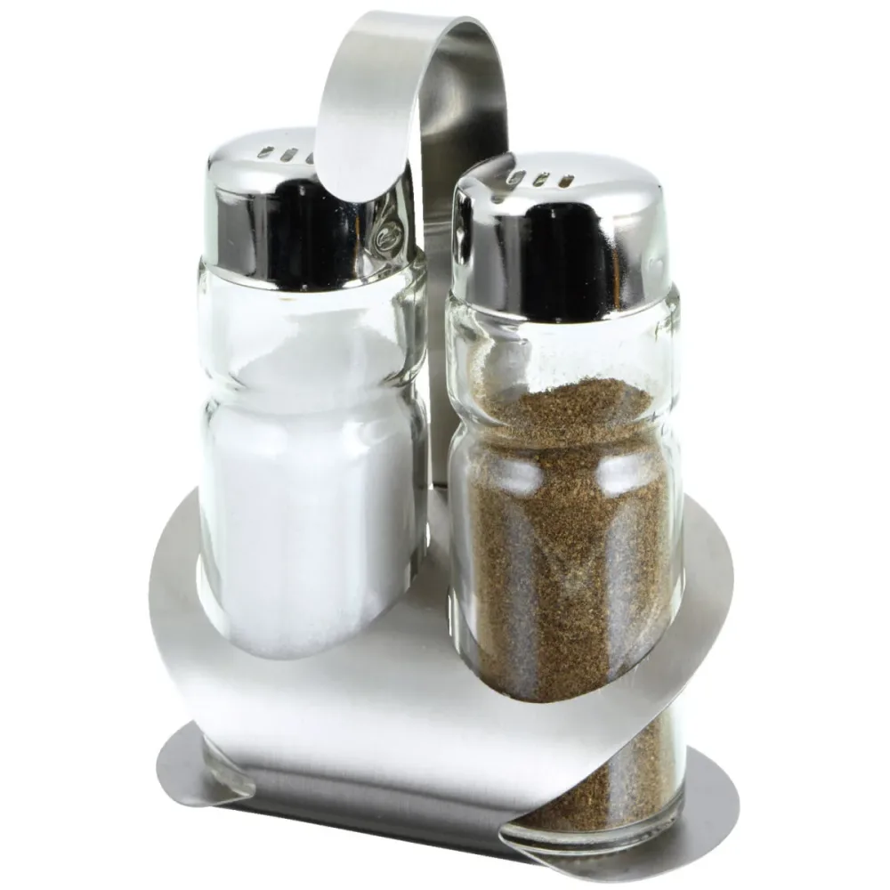 PULSIVA Salz-/Pfefferstreuer Battuda 3-teilig; 50 ml, 8.5x12x6 cm (BxHxT); silber/transparent; 6 Set / Pack