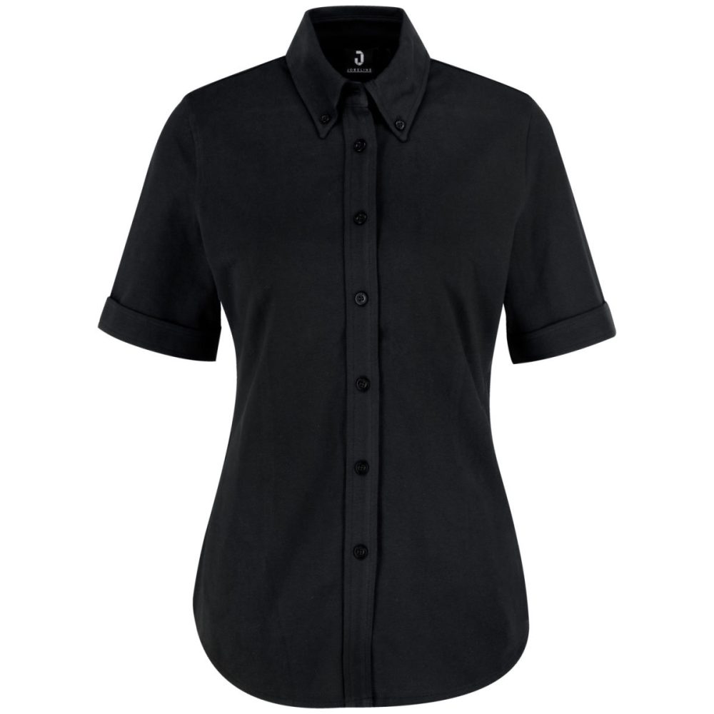 JOBELINE Damen Bluse Piqué Kurzarm; Kleidergrösse XS; schwarz