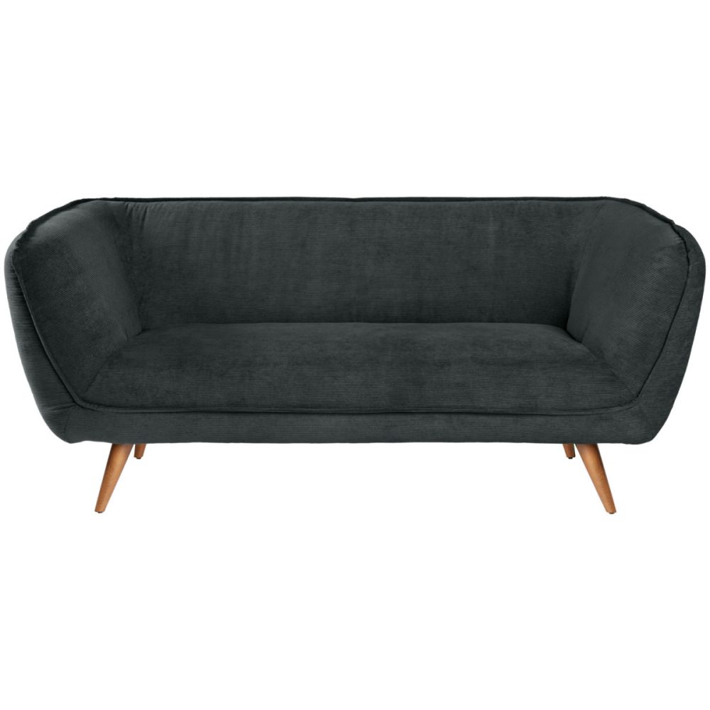 VEGA Sofa Kelso Cord, 3-Sitzer; 183x88x76 cm (BxTxH); Sitz anthrazit, Gestell buche