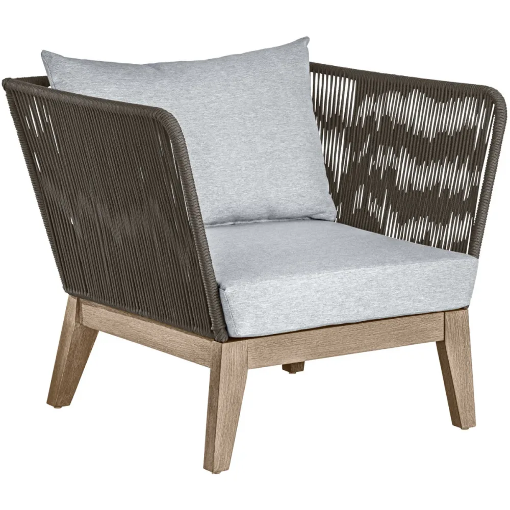 VEGA Outdoor Lounge Sessel Ventura; 82x78x72 cm (BxTxH); Sitz hellgrau, Gestell braun