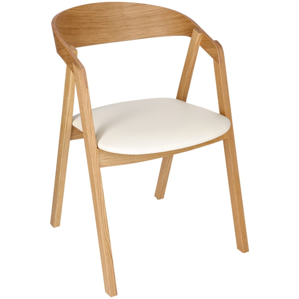 VEGA Stapelstuhl Calma Kunstleder Eiche; 54x53x79 cm (BxTxH); Sitz weiss, Gestell eiche; 2 Stück / Pack