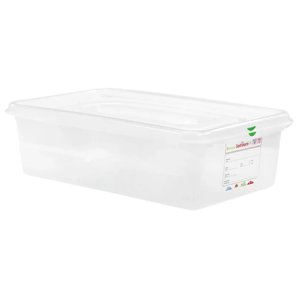 Denox GN-Kunststoffbehälter Dena 1/1; GN 1/1, 21000 ml, 53x32.5x15 cm (LxBxT); transparent; 6 Stück / Pack