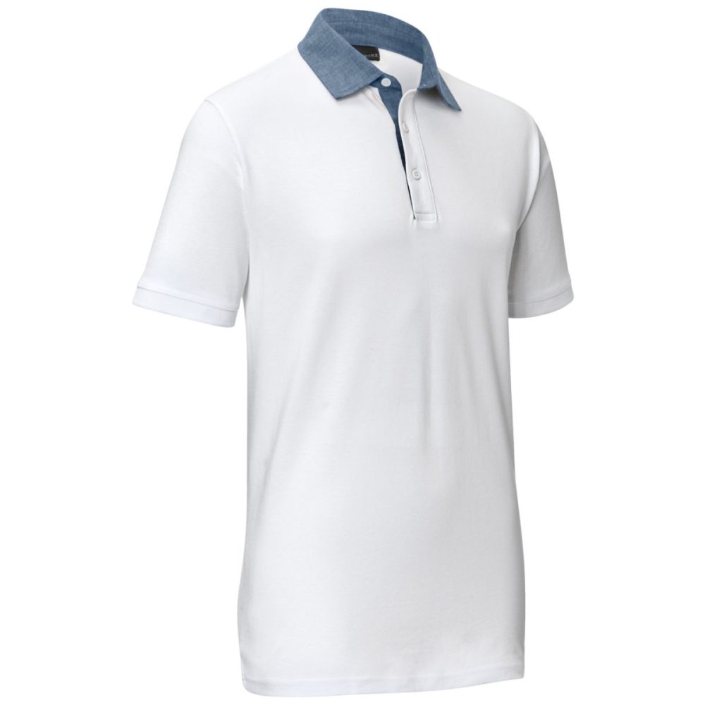 JOBELINE Herren-Polo Cato Chambray; Kleidergrösse S; weiss