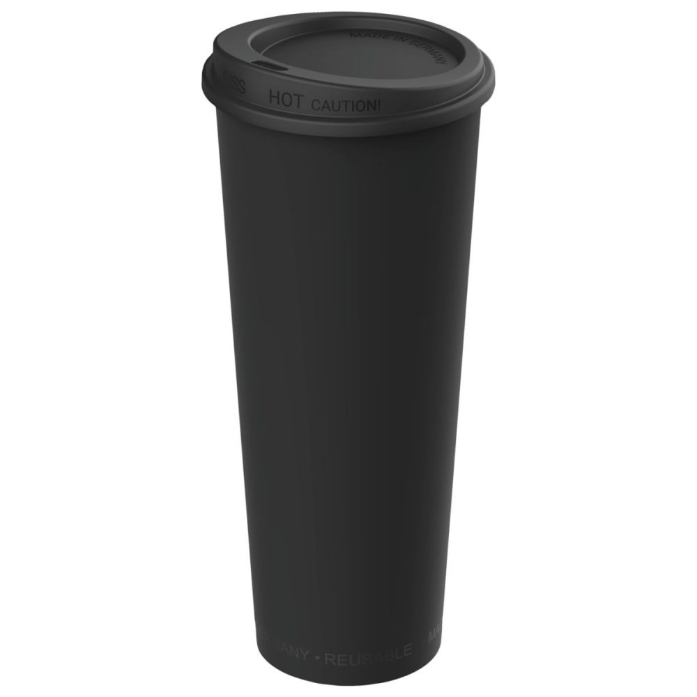 elasto REuse Mehrwegbecher Michigan inkl. Deckel; 500 ml, 7.9x18 cm (ØxH); schwarz; 25 Stück / Pack