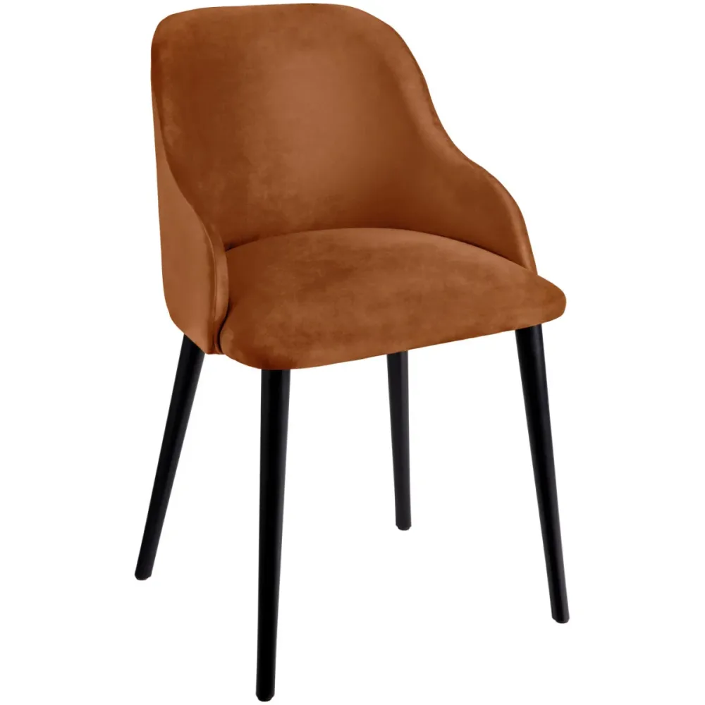 VEGA Polsterstuhl Almonda Samt; 54x64x77.5 cm (BxTxH); Sitz cognac, Gestell schwarz