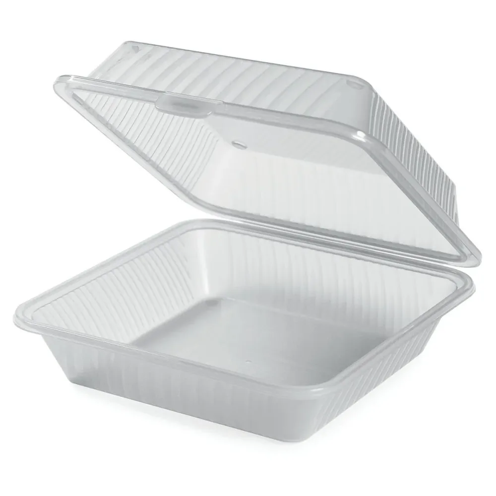 Contacto Mehrweg-Behälter Eco-Takeout® 1 Fach; 23x23.5x9.5 cm (LxBxH); transparent; quadratisch; 12 Stück / Pack