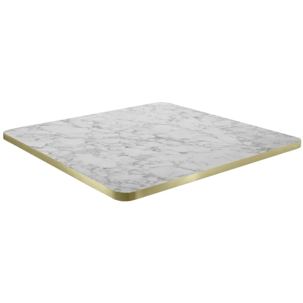 VEGA Indoor-Tischplatte Marvani quadratisch; 68x68x2.5 cm (LxBxH); gold/weiss/marmoriert; quadratisch