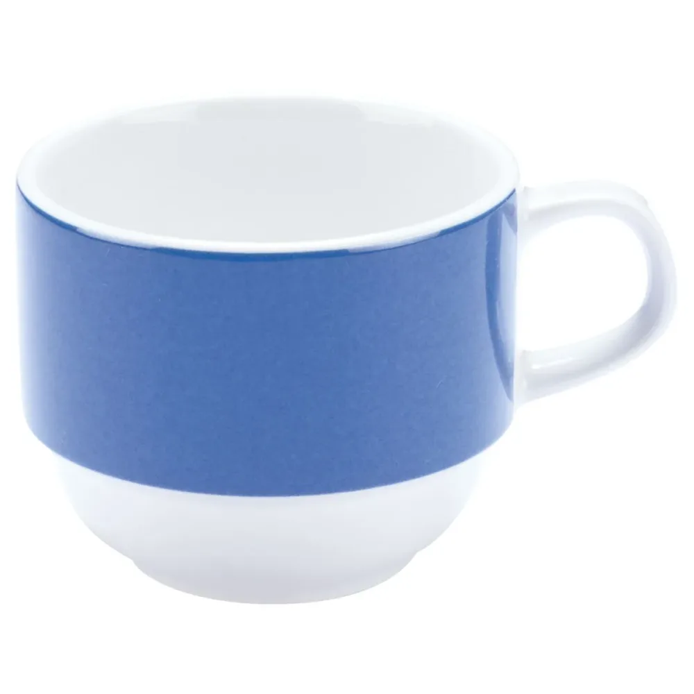 PULSIVA Kaffeetasse Multi-Color; 160 ml, 7x6 cm (ØxH); weiss/blau; rund; 6 Stück / Pack