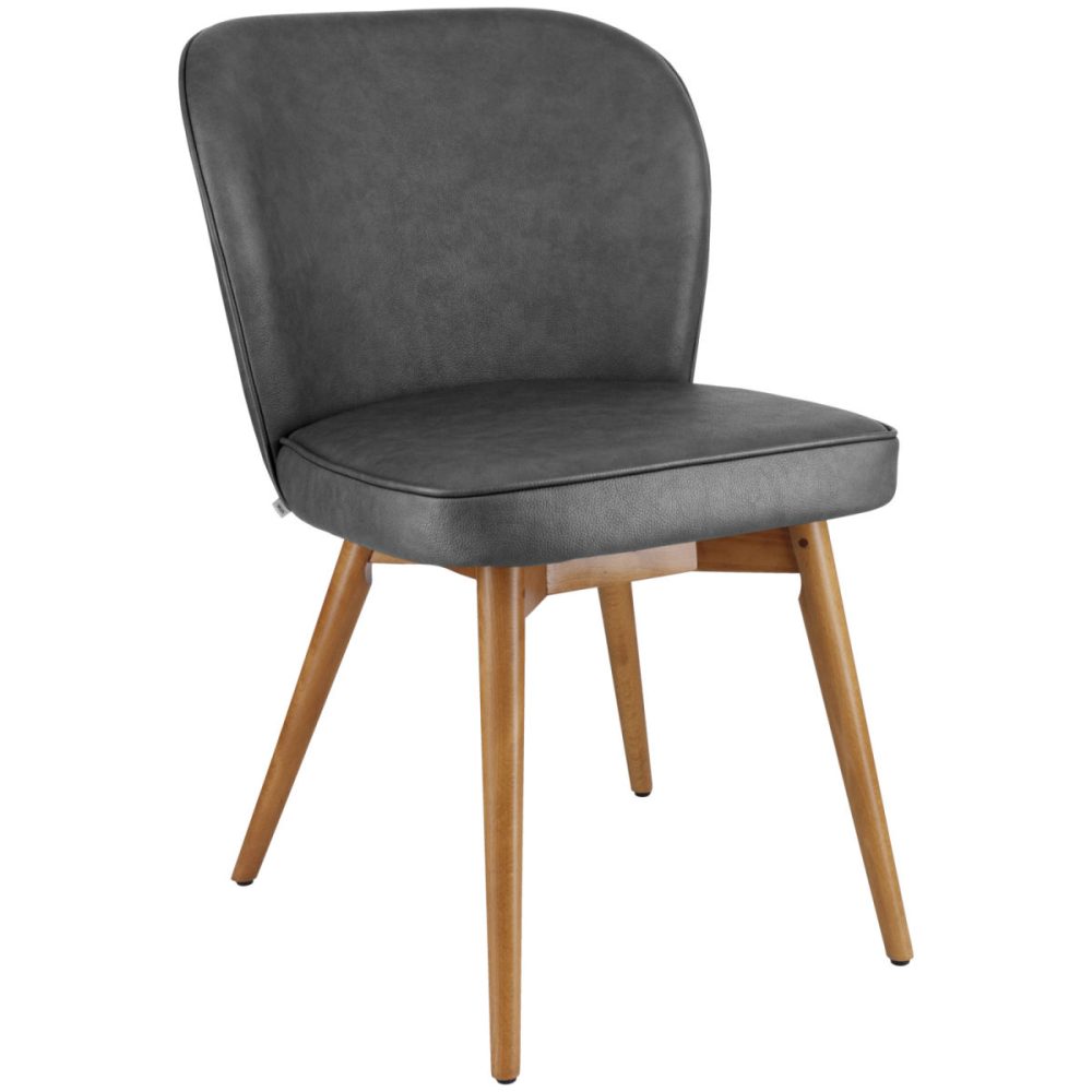 VEGA Polsterstuhl Lian Kunstleder; 56x58x86 cm (BxTxH); Sitz anthrazit, Gestell hellbraun; 2 Stück / Pack