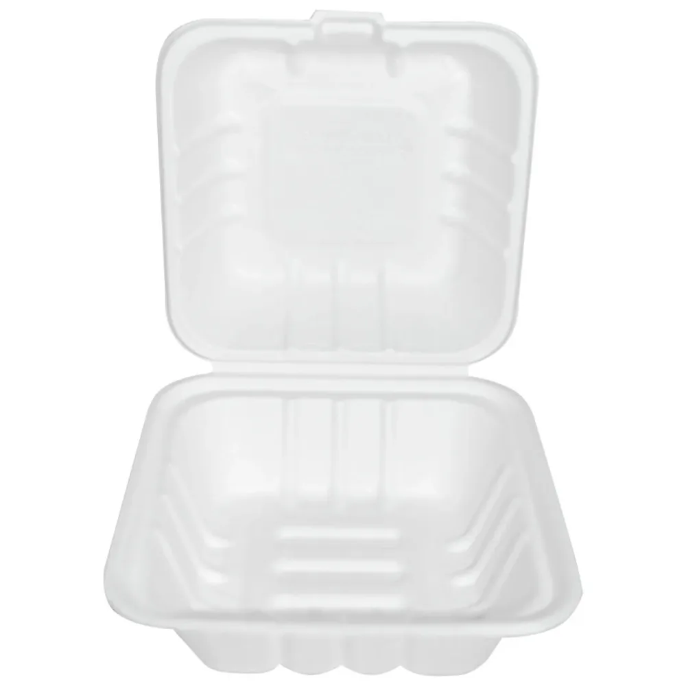 NATUREStar Zuckerrohr-Burgerbox Nature IV quadratisch; 450 ml, 15x15x8 cm (LxBxH); weiss; quadratisch; 50 Stück / Pack