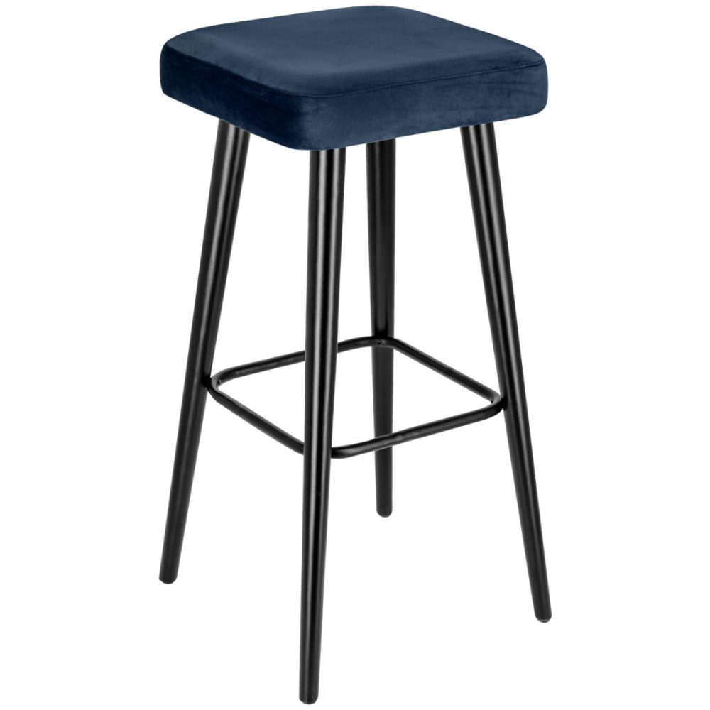 VEGA Barhocker Tonda; 40x40x79 cm (BxTxH); Sitz dunkelblau, Gestell schwarz; 2 Stück / Pack