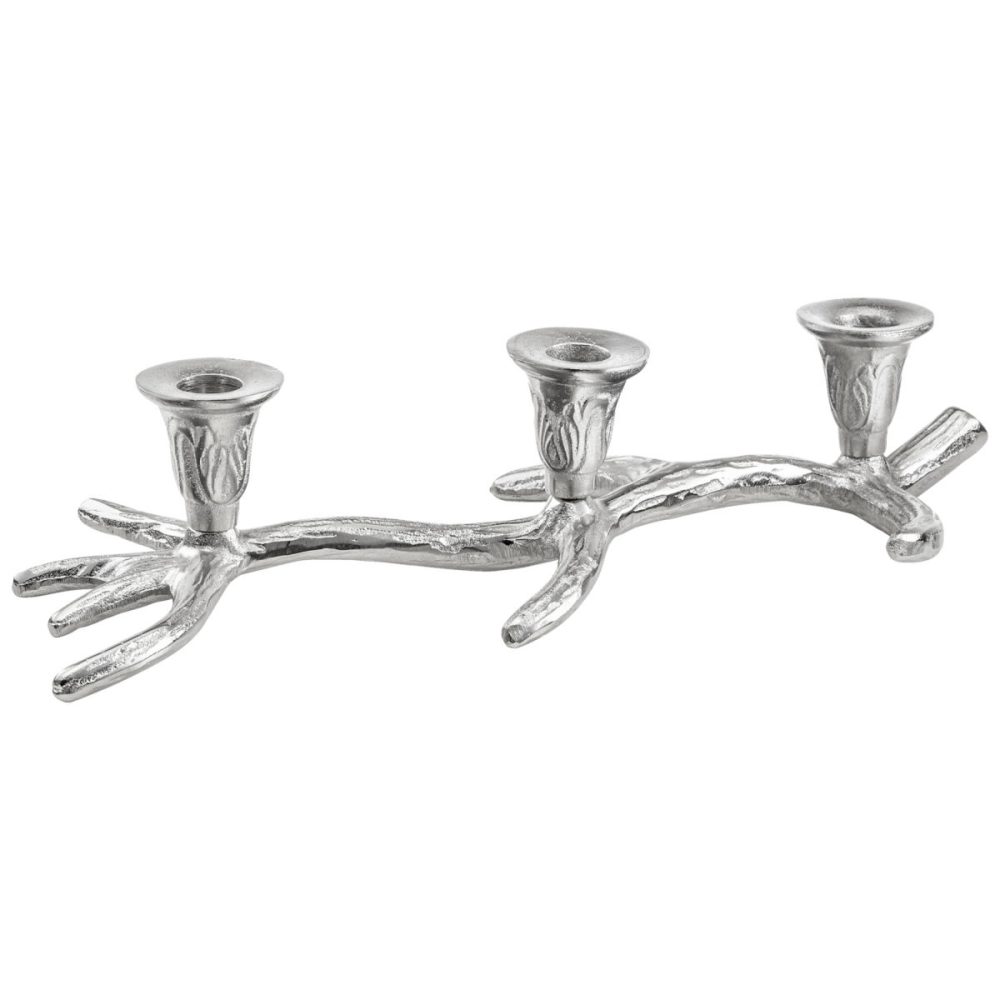 Spitzkerzenhalter Dilan; 39x16x8 cm (LxBxH); silber