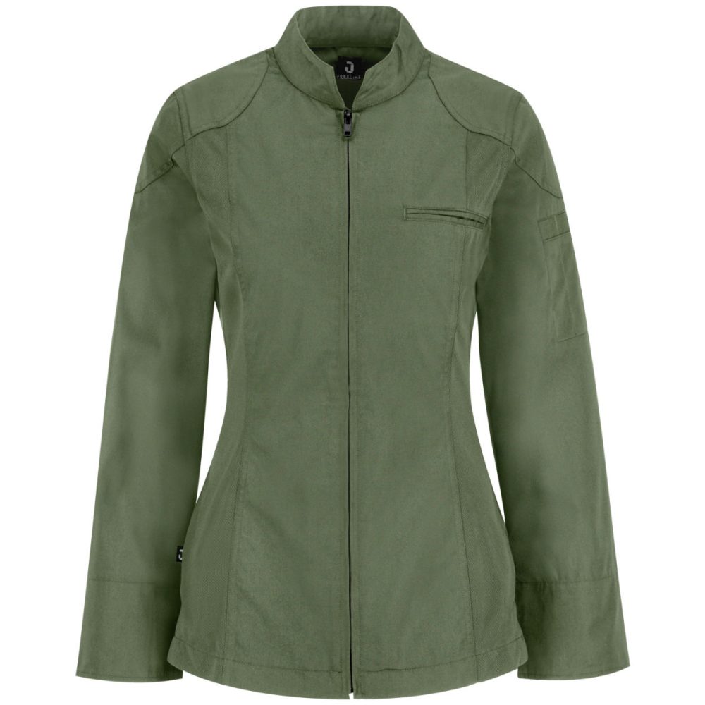 JOBELINE Damen Kochjacke Racer Langarm; Kleidergrösse 38; oliv