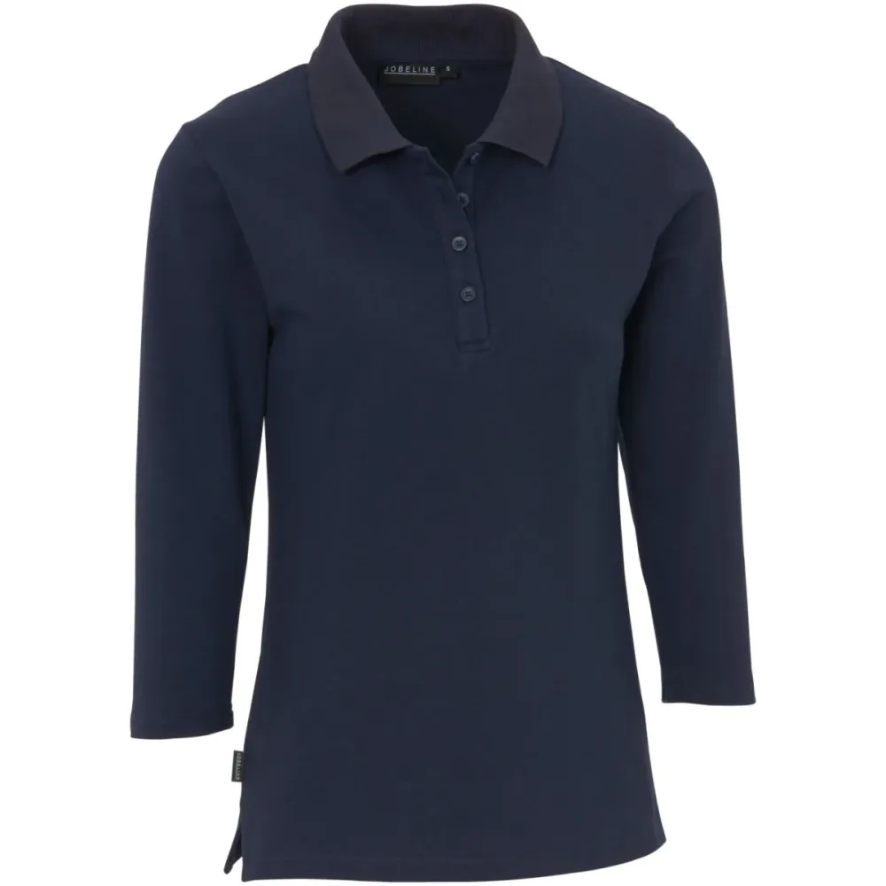 JOBELINE Damen-Polo Cato dreiviertelarm; Kleidergrösse 2XL; navy