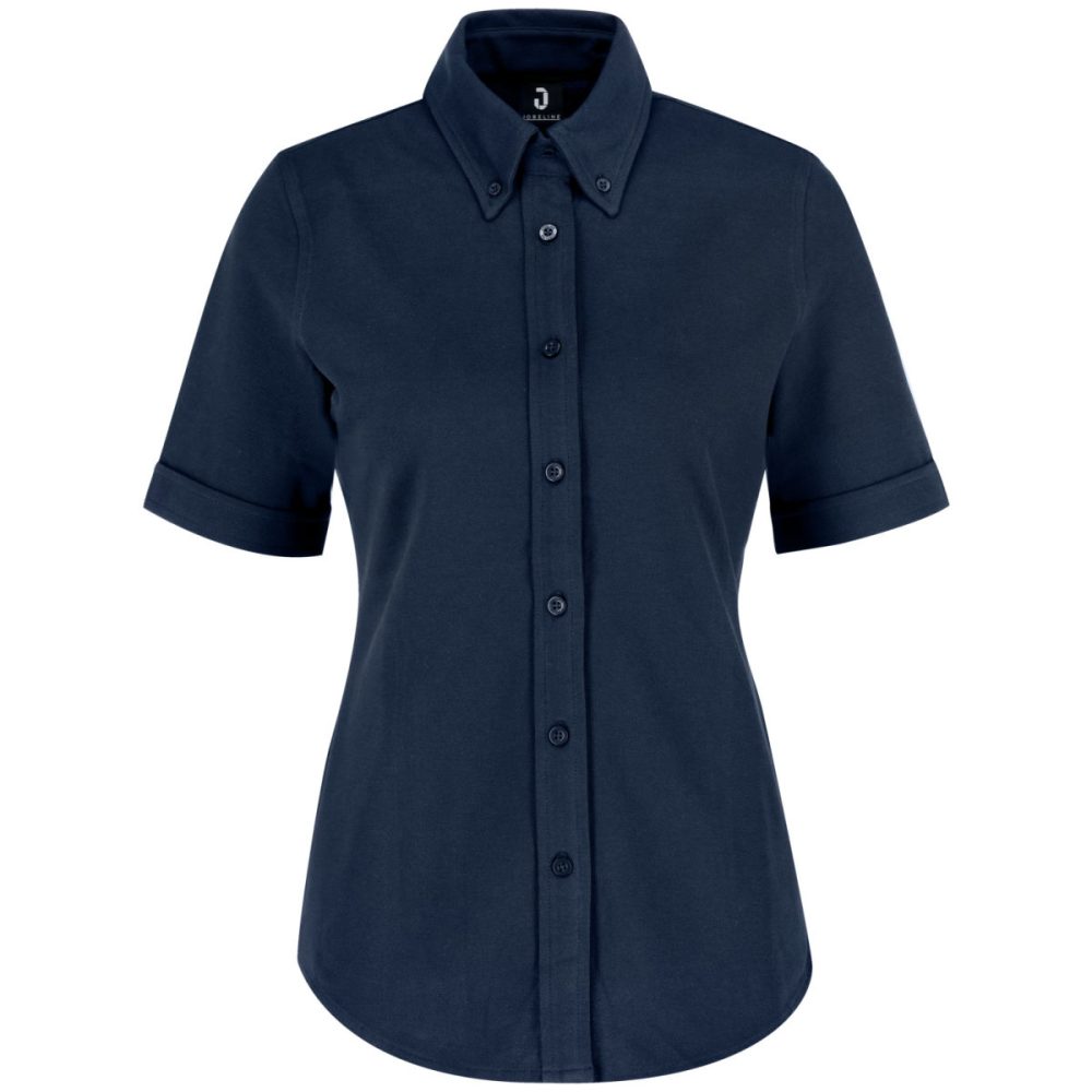JOBELINE Damen Bluse Piqué Kurzarm; Kleidergrösse 2XL; navy