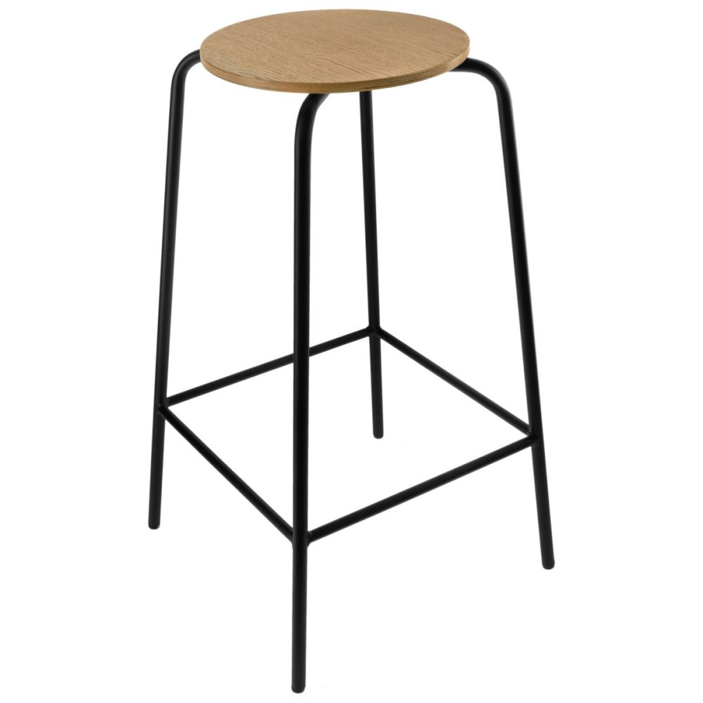 PULSIVA Barhocker Sky; 44x44x76 cm (BxTxH); Sitz eiche, Gestell schwarz; 2 Stück / Pack