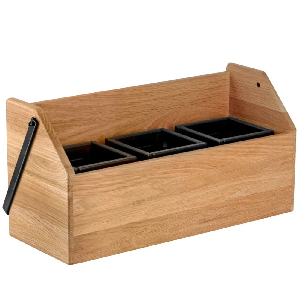 VEGA Getränkebox Esino inkl. Tropfschale und Kühlakku; 45.8x16.8x22 cm (LxBxH); eiche/schwarz; rechteckig