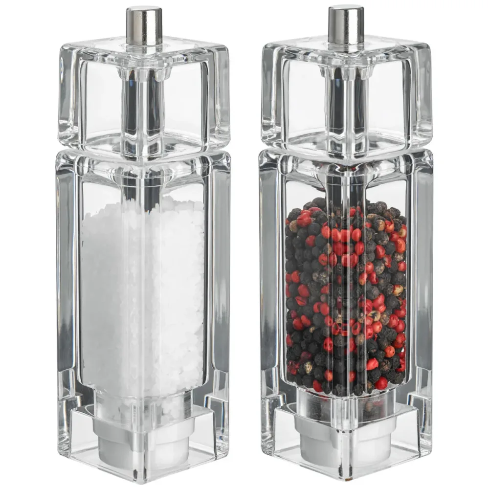 VEGA Salz- und Pfeffermühlen-Set Walker eckig; 4.5x16.5x4.5 cm (BxHxT); transparent