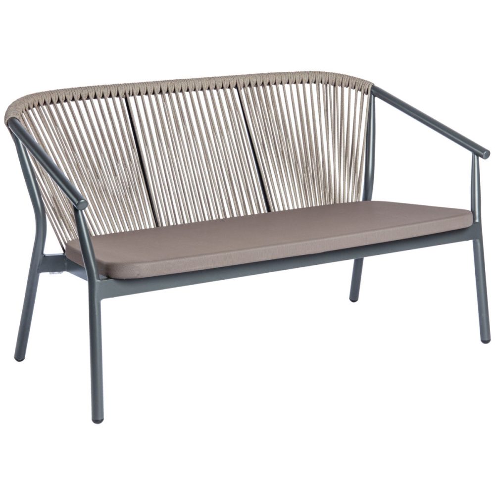 VEGA Outdoor Sofa Calvo 3-Sitzer; 140x75x78 cm (BxTxH); Sitz taupe, Gestell anthrazit