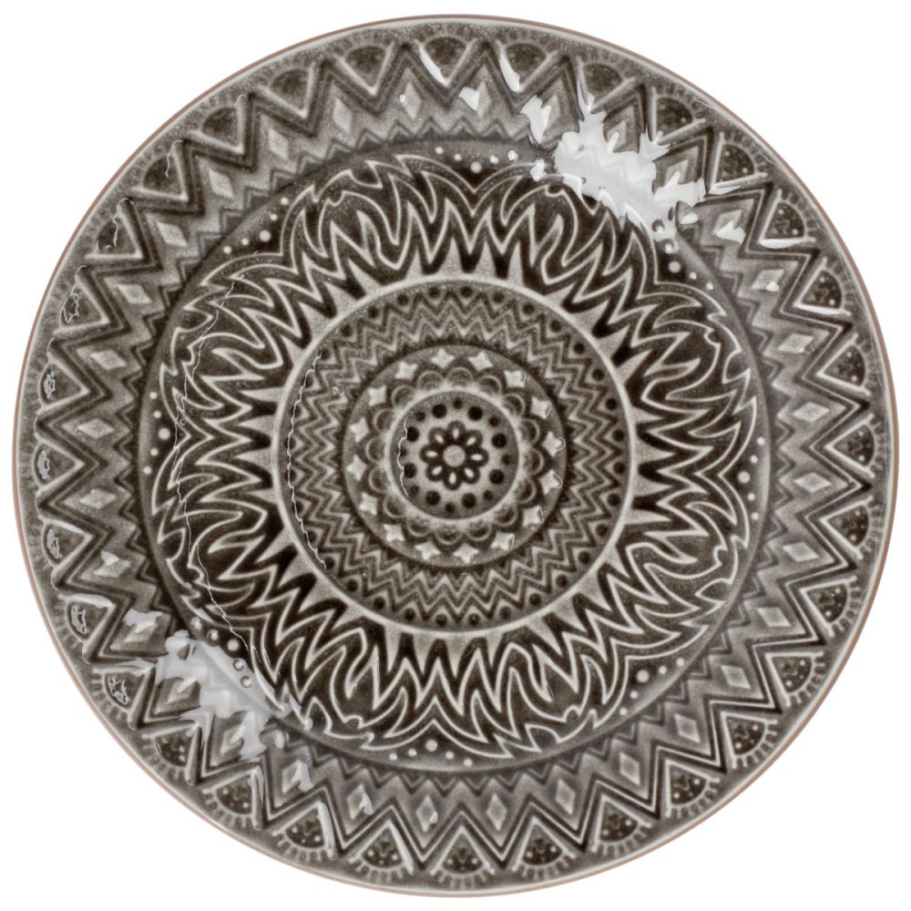 PULSIVA Teller Indie flach; 21x2.5 cm (ØxH); grau; rund; 4 Stück / Pack