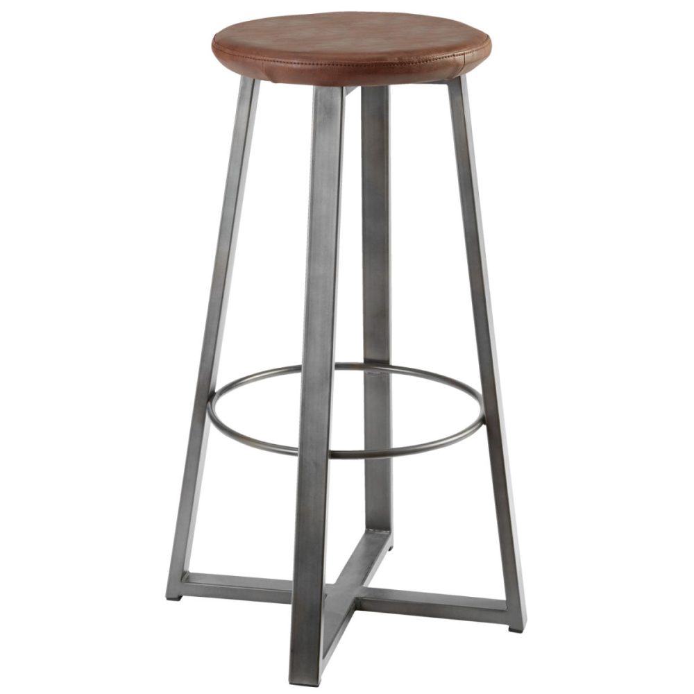 VEGA Barhocker Metalio; 38x38x81 cm (BxTxH); Sitz braun, Gestell grau