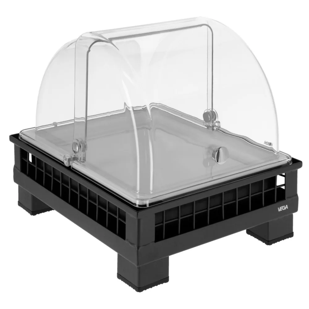 VEGA Kühlvitrine Portland Melamin weiss 1/2; GN 1/2, 35.2x29x29.9 cm (LxBxH); anthrazit/transparent/weiss; rechteckig