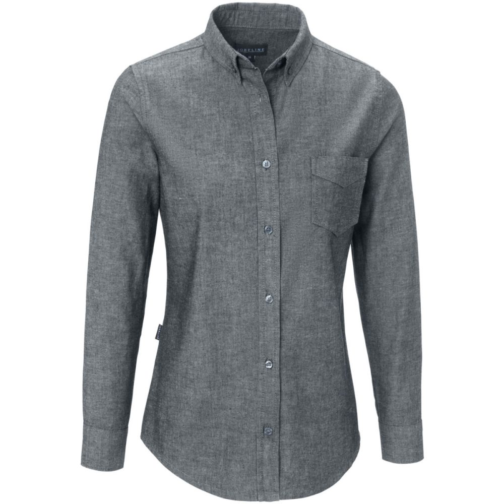 JOBELINE Damen Bluse Chambray Langarm; Kleidergrösse 38; grau