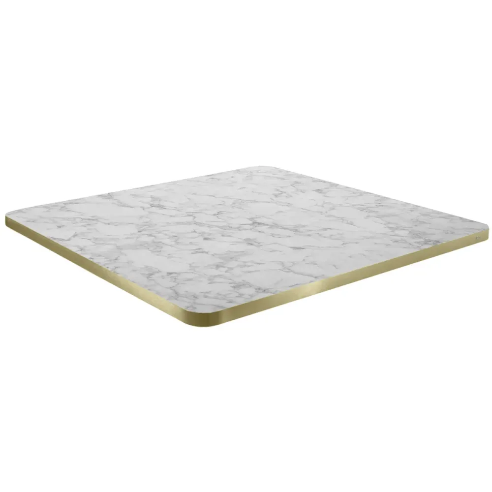 VEGA Indoor-Tischplatte Marvani quadratisch; 60x60x2.5 cm (LxBxH); gold/weiss/marmoriert; quadratisch