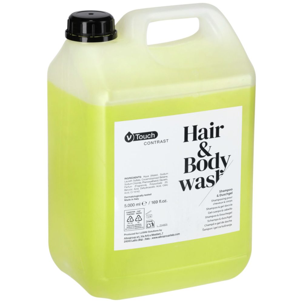 V-Touch Hotel Shampoo und Duschgel Contrast 2 in 1 im Kanister; 5000 ml; gelb; 2 Stück / Pack