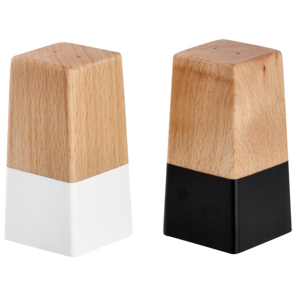 VEGA Salz-/Pfefferstreuer-Set Kayu eckig kegelförmig; 4.5x9x4.5 cm (BxHxT); buche