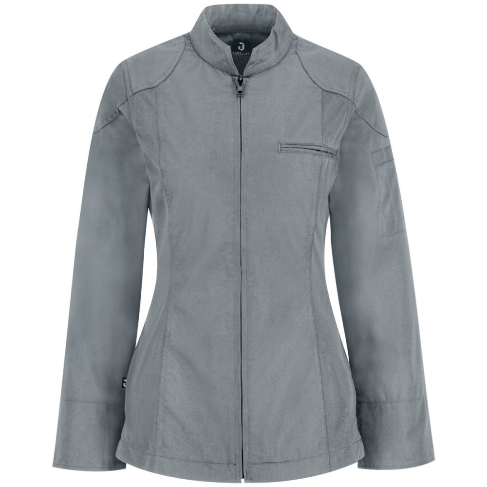 JOBELINE Damen Kochjacke Racer Langarm; Kleidergrösse 42; grau