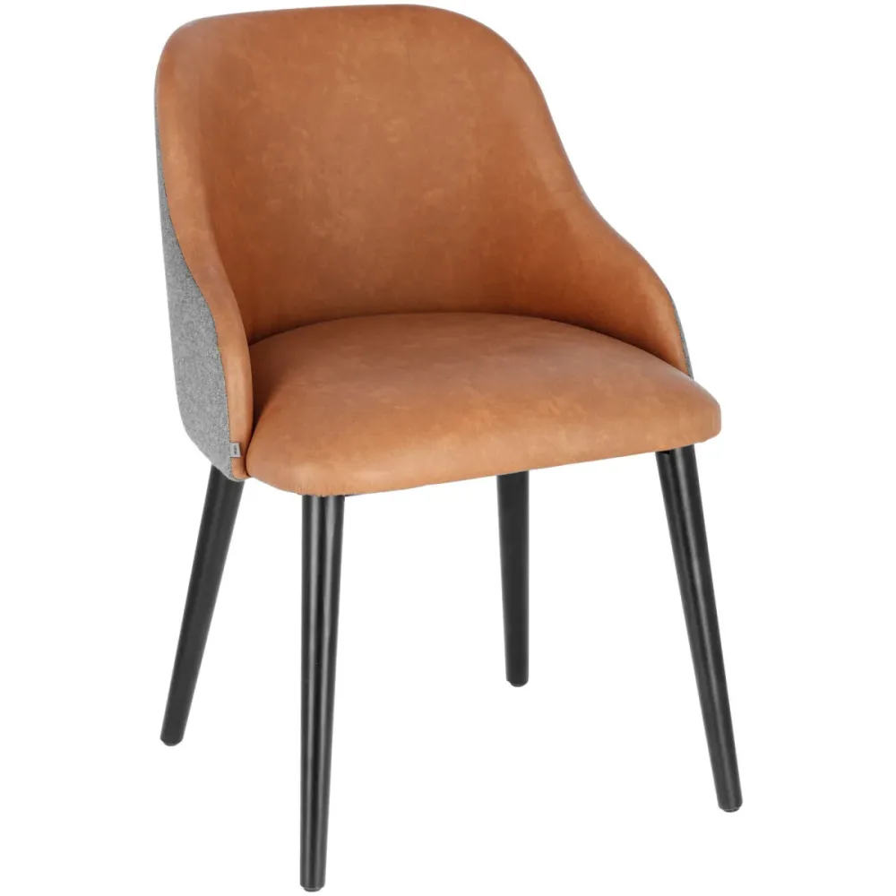 VEGA Polsterstuhl Almonda Mix Kunstleder, Stoff; 54x64x77.5 cm (BxTxH); Sitz cognac, Gestell schwarz