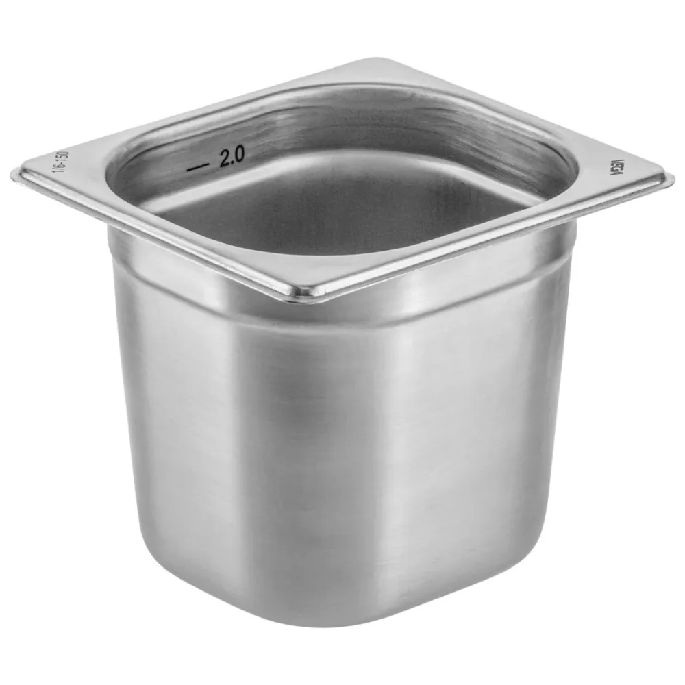 VEGA GN-Behälter Premium  1/6; GN 1/6, 2000 ml, 17.6x16.2x15 cm (LxBxT); silber