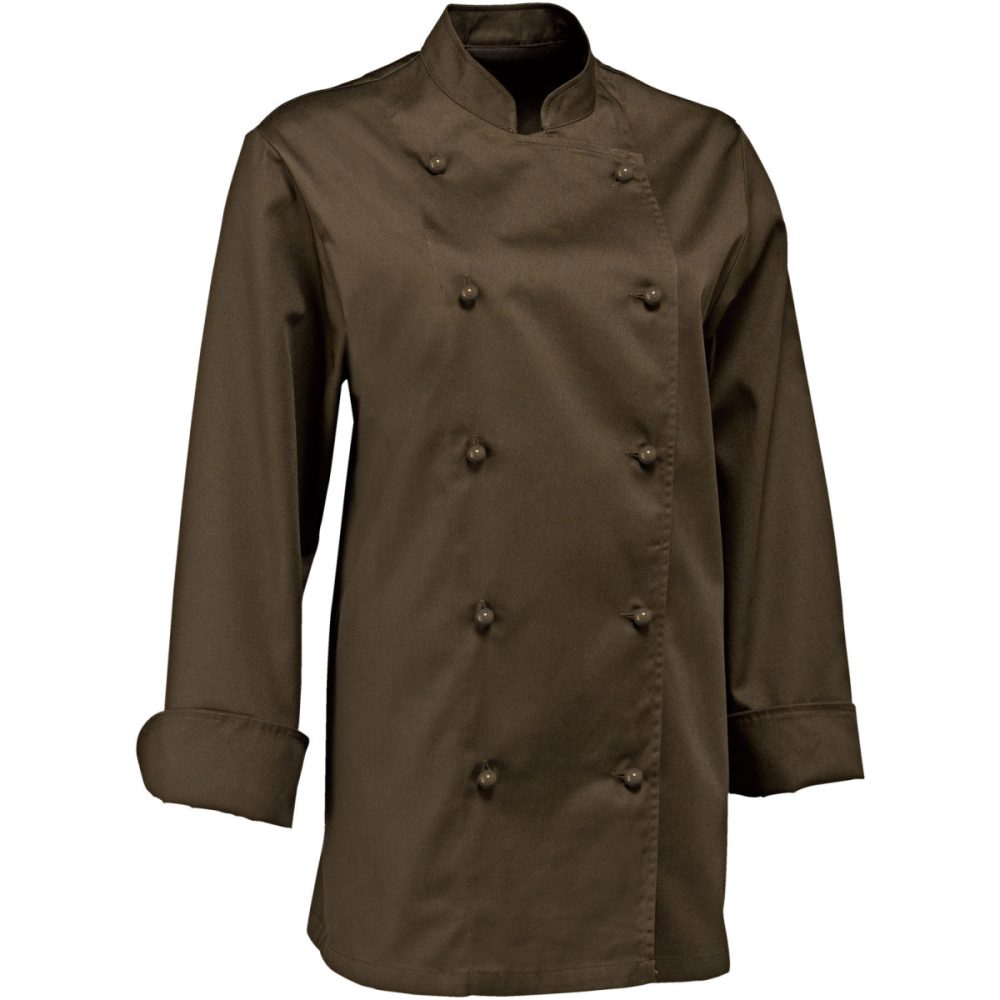 PULSIVA Damenkochjacke Pauline Langarm; Kleidergrösse 52; cocabraun