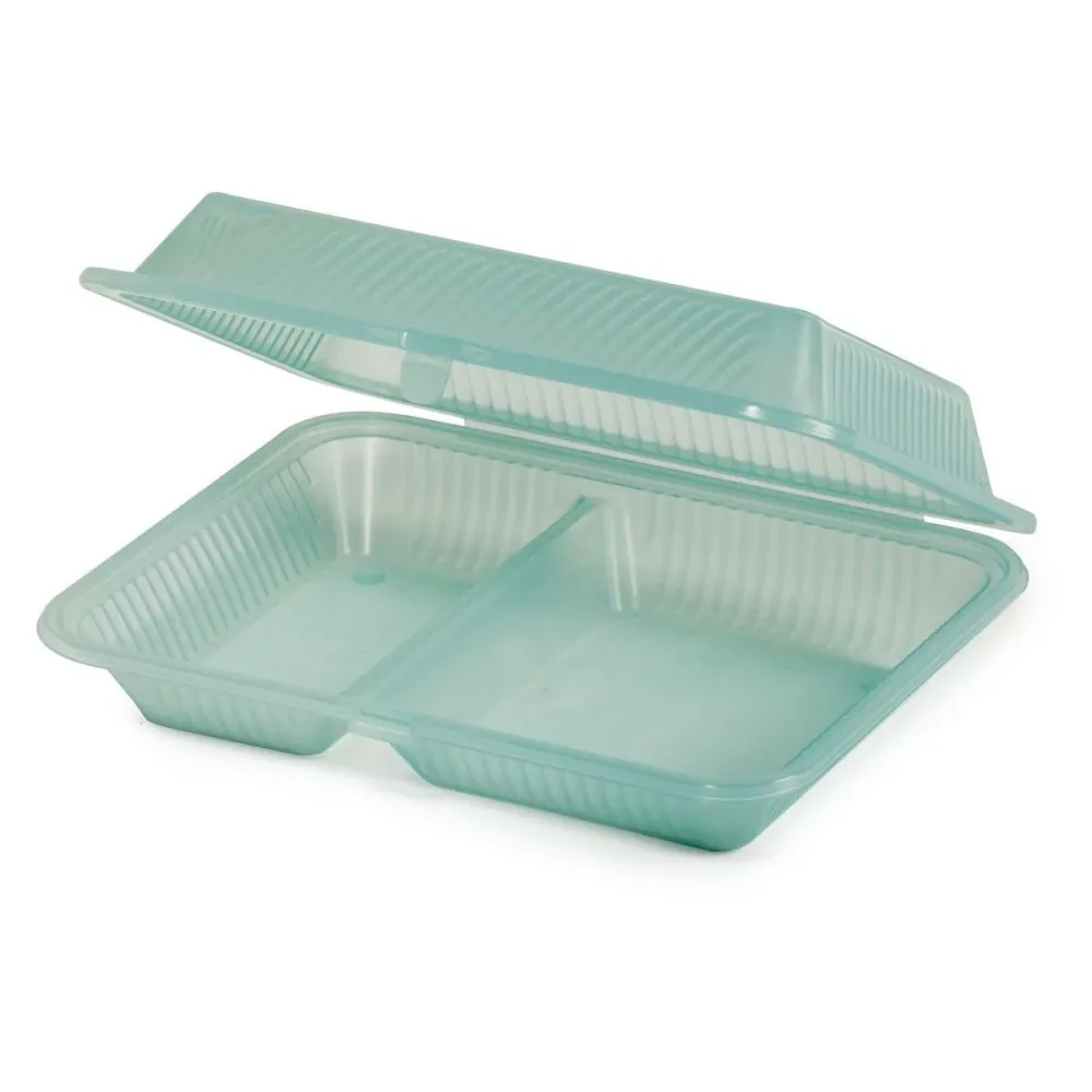 Contacto Mehrweg-Behälter Eco-Takeout® 2 Fächer; 25.4x20.3x7.6 cm (LxBxH); grün; rechteckig; 12 Stück / Pack