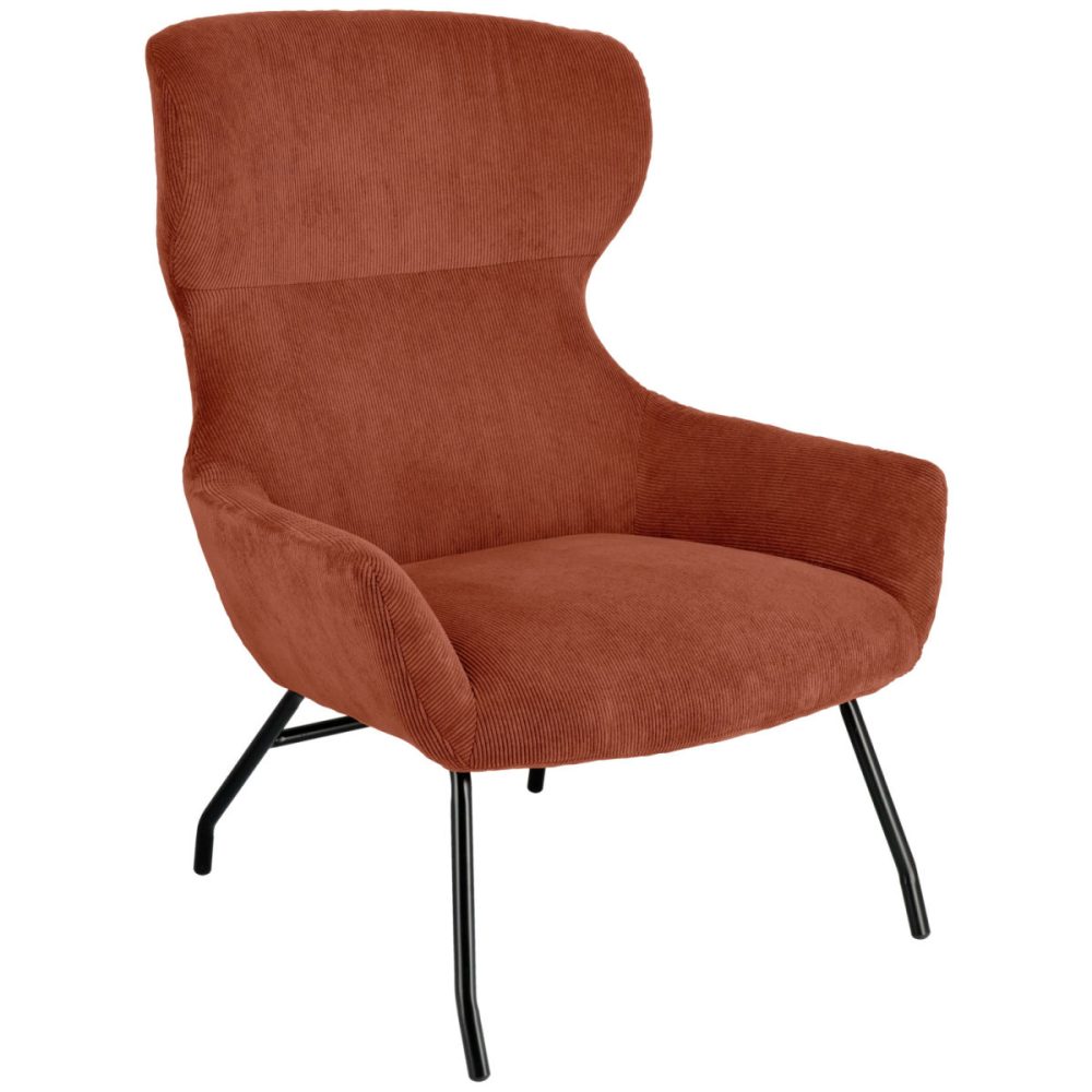 VEGA Ohrensessel Malin; 75x77x103 cm (BxTxH); Sitz terrakotta, Gestell schwarz
