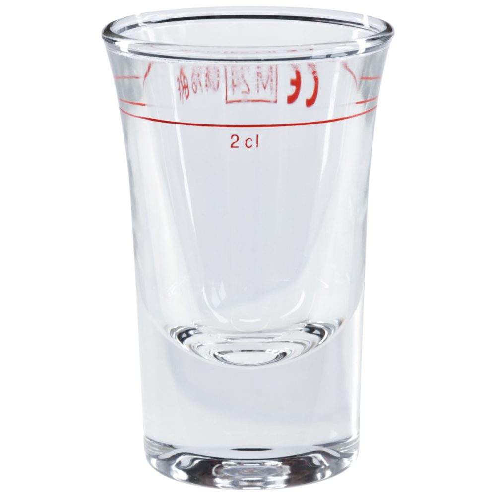 Bormioli Rocco Spar-Pack Schnapsglas Dublino mit Eichstrich; 34 ml, 4.5x7 cm (ØxH); transparent; 2 cl Eichstrich, 24 Stück / Pack