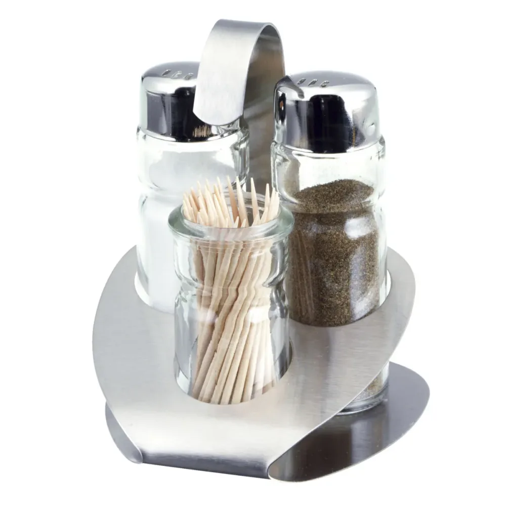 PULSIVA Salz-/Pfeffermenage Buffo; 50 ml, 10x10.5x8.3 cm (BxHxT); silber/transparent; 6 Set / Pack