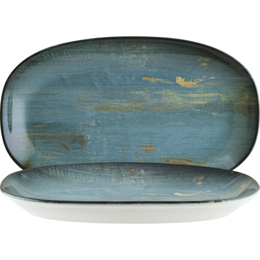Bonna Platte Madera Mint oval; 19x11 cm (LxB); türkis/braun/schwarz; oval; 12 Stück / Pack