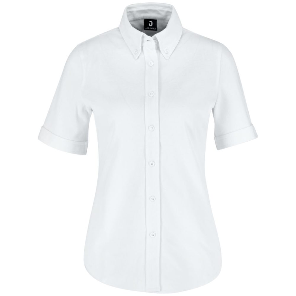 JOBELINE Damen Bluse Piqué Kurzarm; Kleidergrösse S; weiss