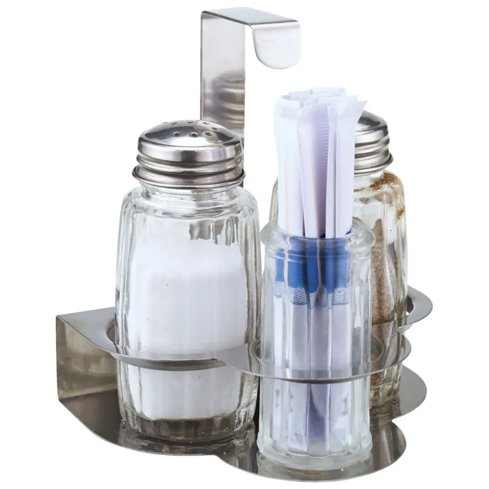 PULSIVA Salz-/Pfeffermenage Tardo; 50 ml, 10x10.3x8 cm (BxHxT); transparent/silber; 6 Set / Pack