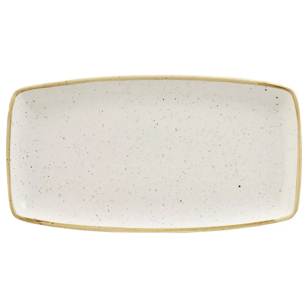 Churchill Oblong Platte Stonecast Barley White; 29.5x15 cm (LxB); weiss/braun; rechteckig; 12 Stück / Pack