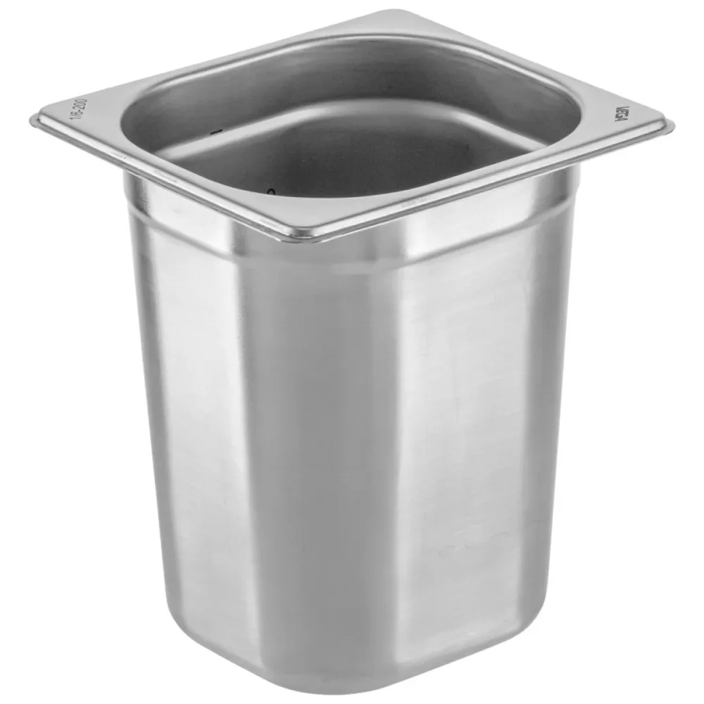 VEGA GN-Behälter Premium  1/6; GN 1/6, 2500 ml, 17.6x16.2x20 cm (LxBxT); silber