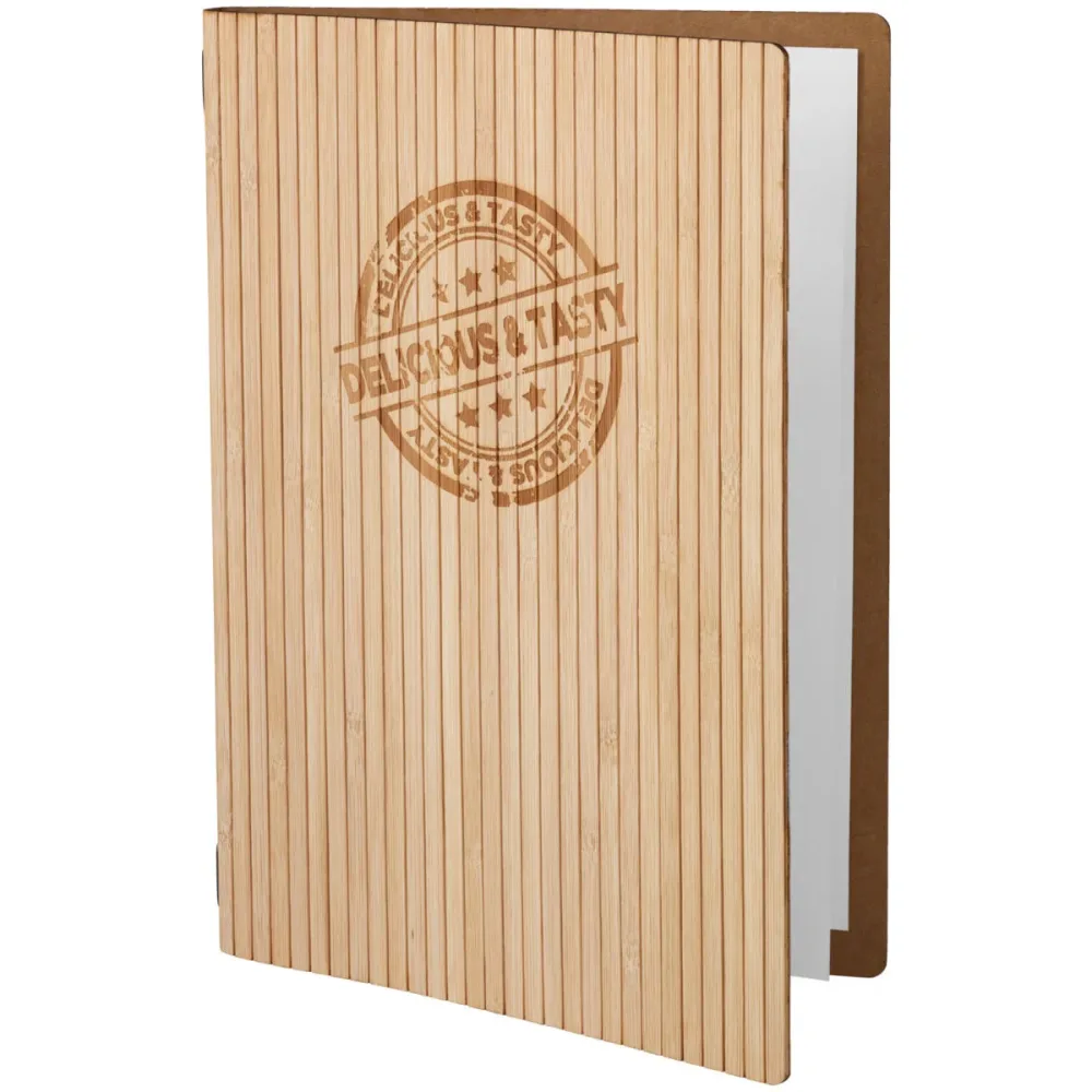 VEGA Speisekarte Pipestone mit Prägung DELICIOUS & TASTY A4; DIN A4, 23x32.5 cm (BxH); beige