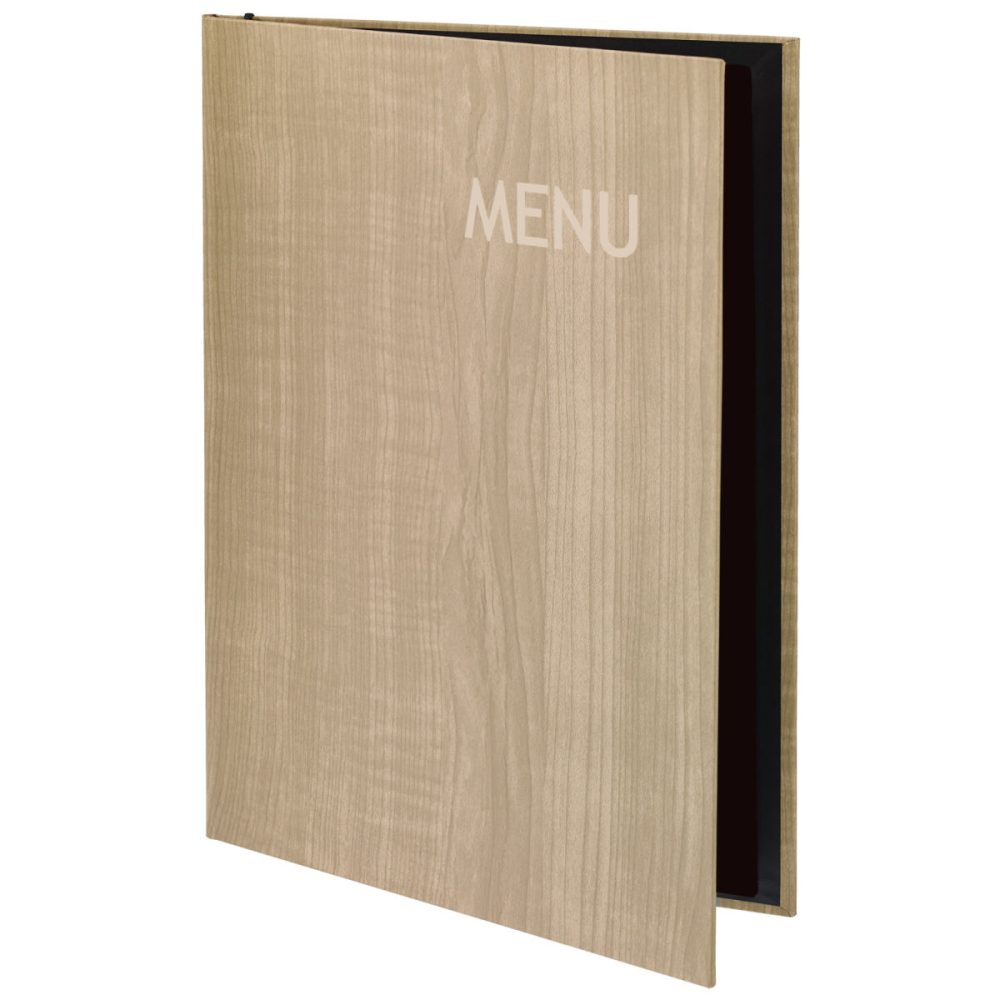 VEGA Speisekarte Lenio mit Prägung MENU A4; DIN A4, 23.8x32.6 cm (BxH); sand