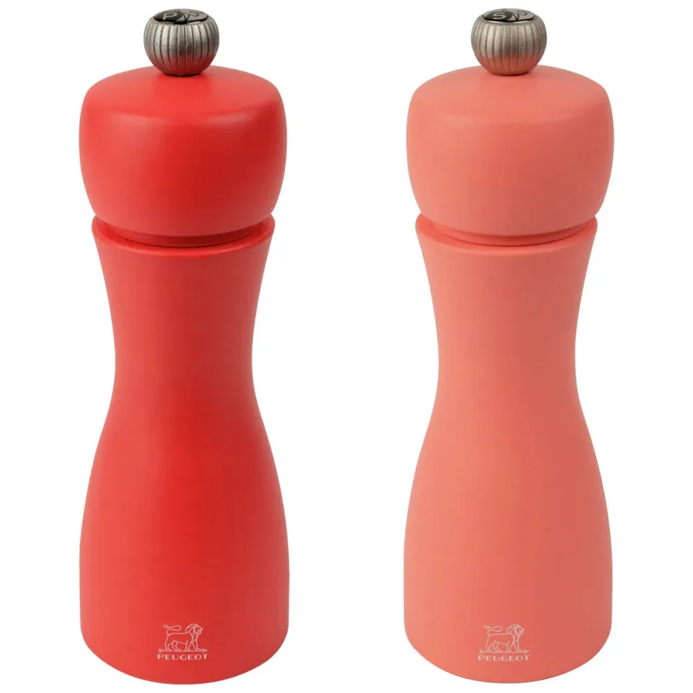Peugeot Salz- und Pfeffermühlen-Set Tahiti; 15 cm (H); apricot/rot