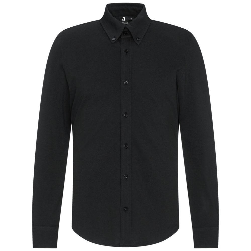 JOBELINE Herren Hemd Piqué Langarm; Kleidergrösse 2XL; schwarz
