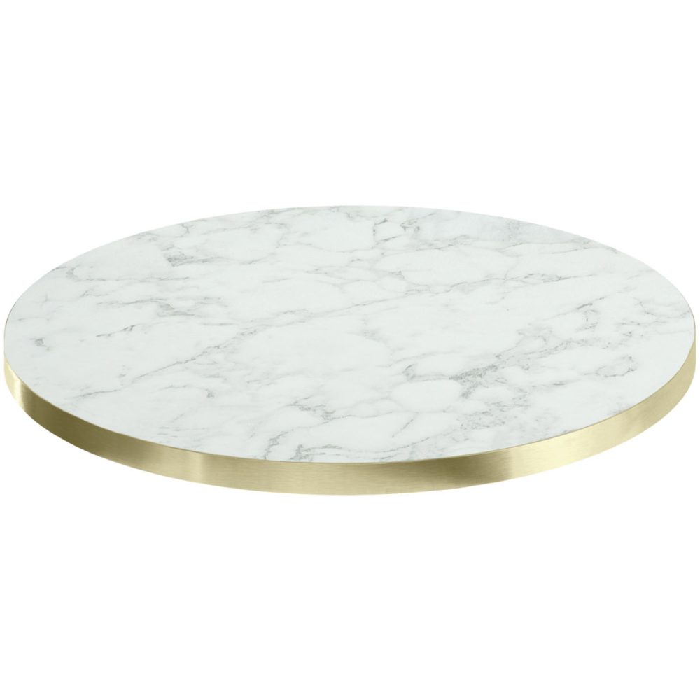 VEGA Indoor-Tischplatte Marvani rund; 120x2.5 cm (ØxH); gold/weiss/marmoriert; rund