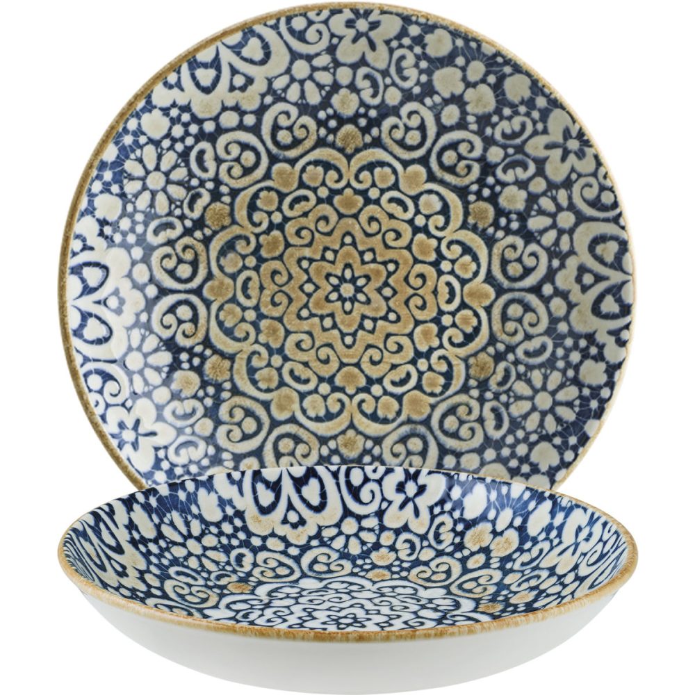 Bonna Teller tief Alhambra; 1000 ml, 23x4 cm (ØxH); blau/weiss/braun; rund; 6 Stück / Pack