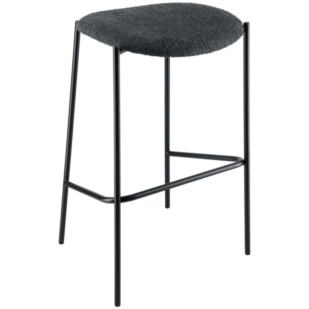 VEGA Barhocker Lindo Bouclé; 53x43.5x81 cm (BxTxH); Sitz schwarz, Gestell schwarz